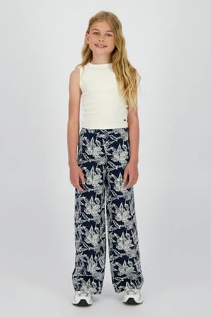 wide leg casual broek donkerblauw