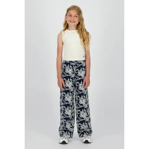 Vingino wide leg casual broek donkerblauw Meisjes Viscose All over print - maat 128 afbeelding