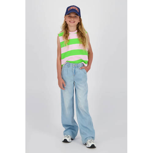 Vingino Cathy high waist wide leg jeans light blue denim Blauw Effen - maat 176 afbeelding