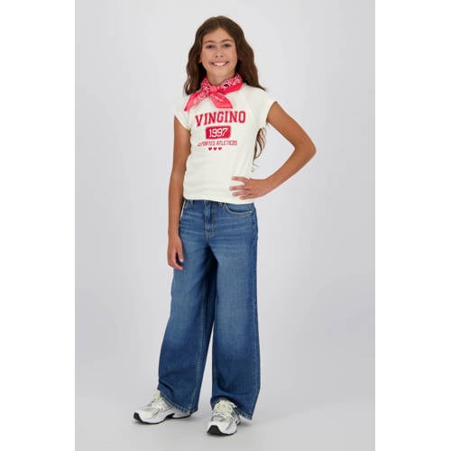Vingino T-shirt wit Meisjes Katoen Ronde hals Logo - maat 140 afbeelding