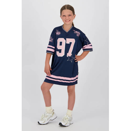 Vingino t-shirtjurk donkerblauw Meisjes Polyester Ronde hals Printopdruk - maat 116 afbeelding