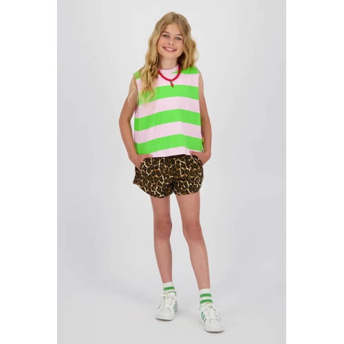 Vingino relaxed casual short met panterprint bruin Korte broek Meisjes Katoen - maat 128 afbeelding