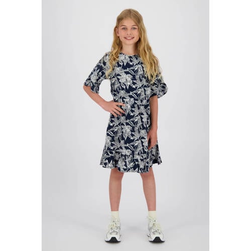 Vingino midi jurk donkerblauw Meisjes Viscose Ronde hals All over print - maat 140 afbeelding
