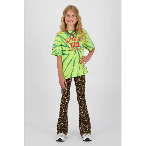 Vingino flared broek met panterprint bruin Meisjes Viscose Dierenprint - maat 152 afbeelding