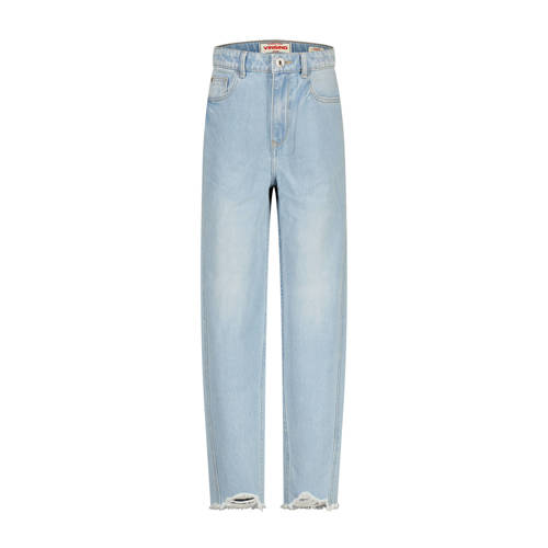 Vingino Cecilia high waist mom jeans light blue denim Blauw Effen - maat 152 afbeelding