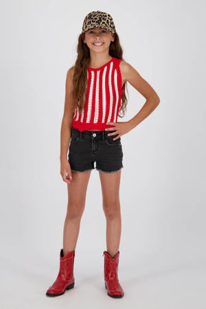 gestreepte mouwloze top rood