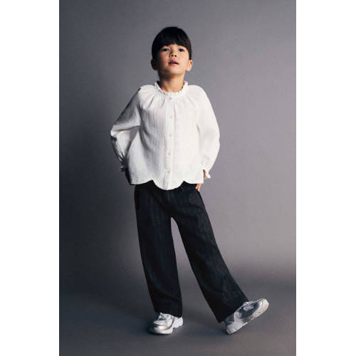 Mango Kids gestreepte casual broek antraciet Grijs Meisjes Polyester Streep - maat 92 afbeelding