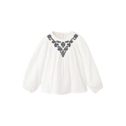Mango Kids blousetop wit Meisjes Katoen Ronde hals Effen - maat 98 afbeelding