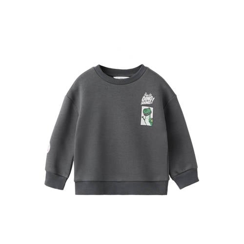 Mango Kids sweater met backprint antraciet Grijs Backprint - maat 86 afbeelding