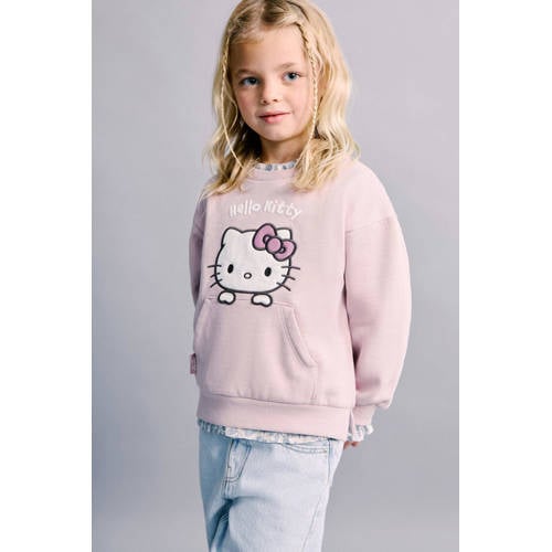 Mango Kids Hello Kitty sweater lichtroze Printopdruk - maat 92 afbeelding