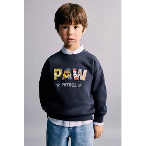 Mango Kids Paw Patrol sweater donkerblauw Tekst - maat 92 afbeelding