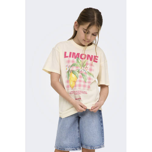 KIDS ONLY GIRL T-shirt met backprint beige Meisjes Katoen Ronde hals Backprint - maat 134/140 afbeelding