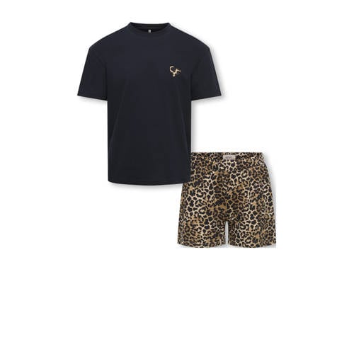 KIDS ONLY GIRL shortama KOGRILA bruin Meisjes Katoen Ronde hals Panterprint
