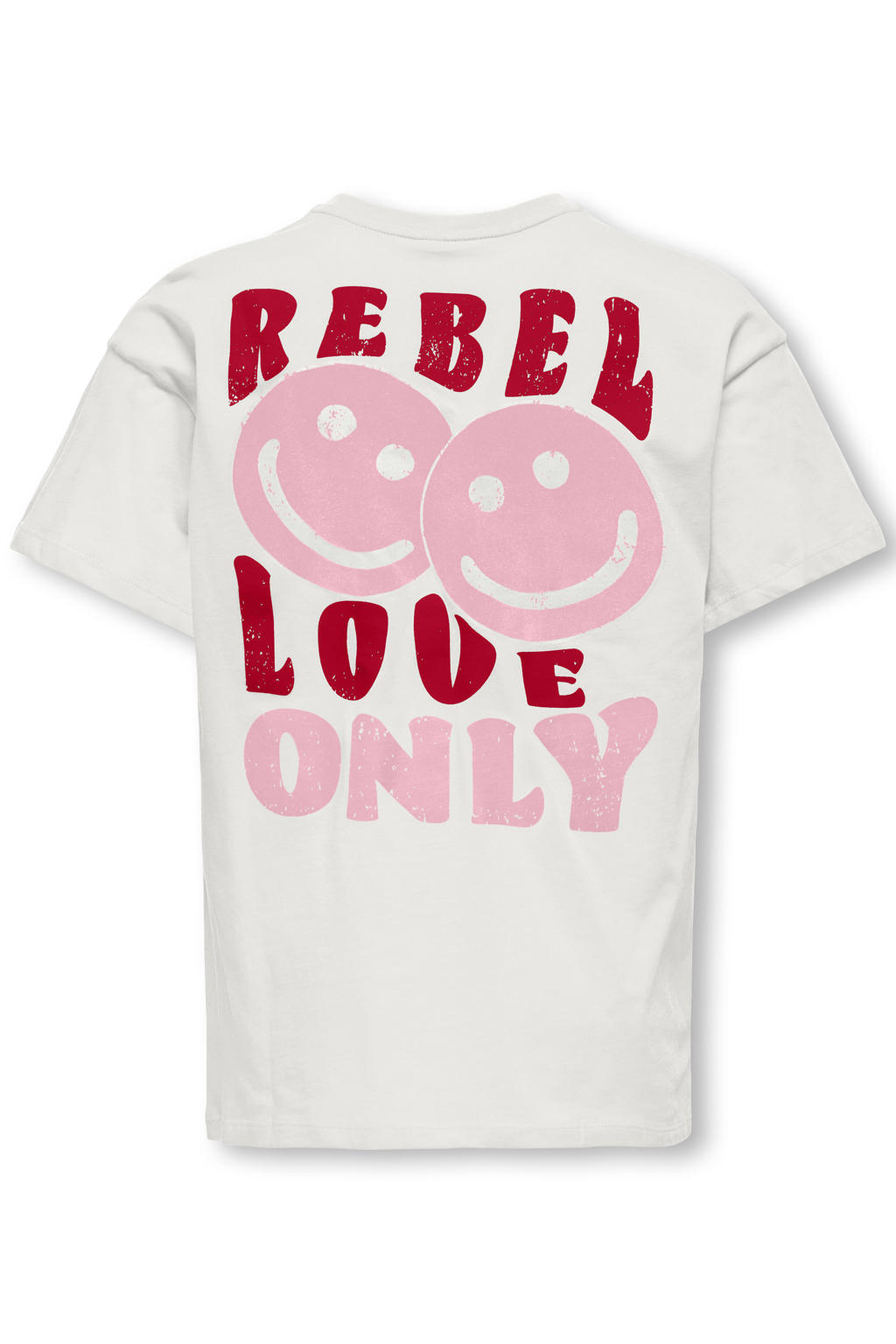 Witte meisjes KIDS ONLY GIRL T-shirt van katoen met backprint, korte mouwen en ronde hals