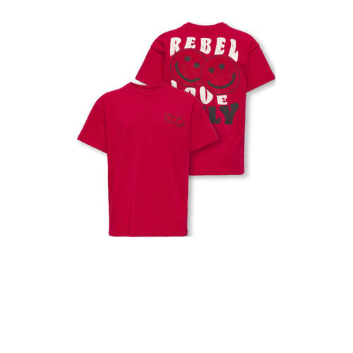 KIDS ONLY GIRL T-shirt met backprint rood Meisjes Katoen Ronde hals Backprint - maat 146/152 afbeelding