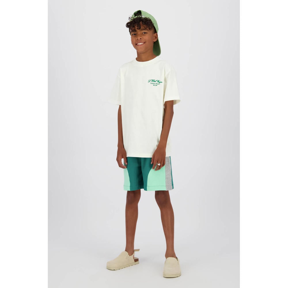 Witte jongens Vingino T-shirt van katoen met backprint, korte mouwen en ronde hals