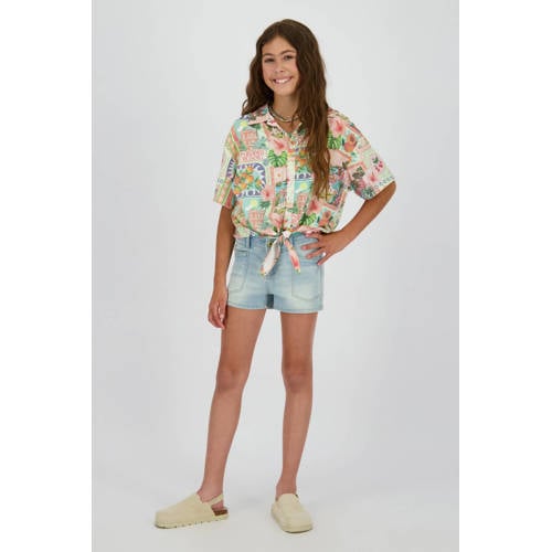 Vingino blouse groen Meisjes Viscose Klassieke kraag All over print - maat 128 afbeelding