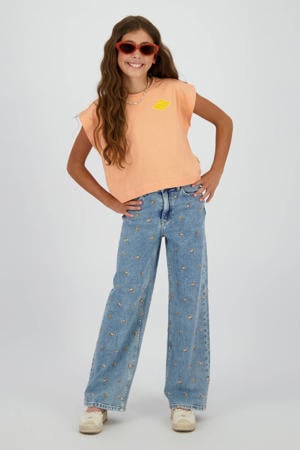T-shirt met backprint oranje