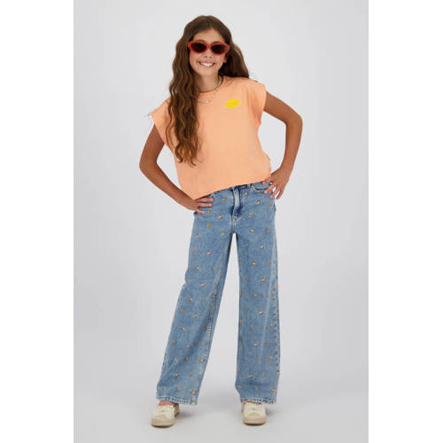 Vingino Cita Special high waist wide leg jeans medium blue denim Blauw - maat 128 afbeelding
