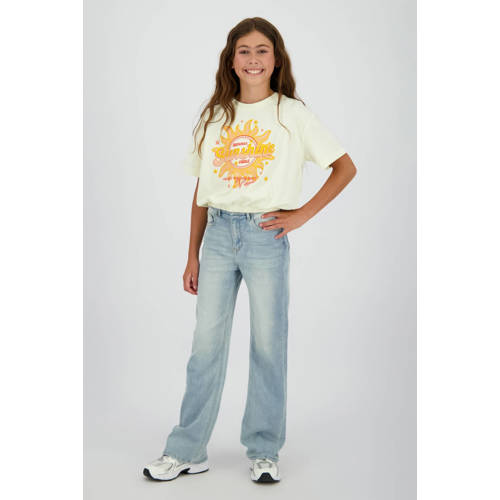 Vingino Claire high waist flared jeans light blue denim Blauw Effen - maat 140 afbeelding