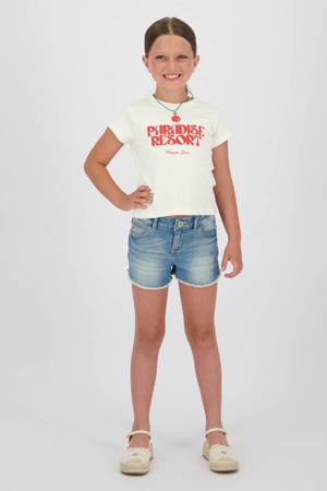 regular high waist short medium blue denim