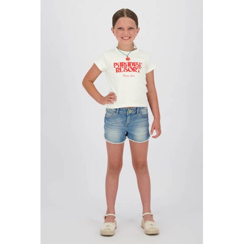 Vingino regular high waist short medium blue denim Korte broek Blauw Effen - maat 140 afbeelding