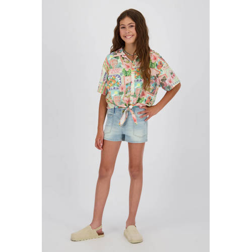 Vingino regular high waist short light blue denim Korte broek Blauw Effen - maat 140 afbeelding