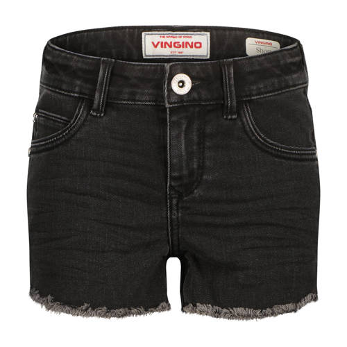 Vingino regular high waist short black denim Korte broek Zwart Effen - maat 128 afbeelding