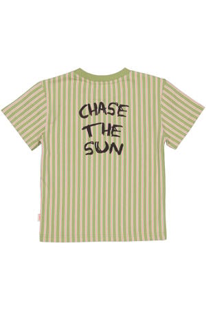 gestreept T-shirt met backprint groen