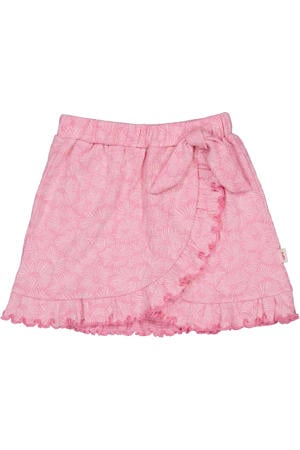 gebloemde korte rok roze