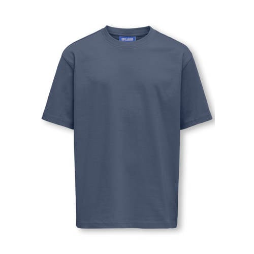 ONLY & SONS JUNIOR T-shirt diepblauw Jongens Katoen Ronde hals Effen - maat 146/152 afbeelding