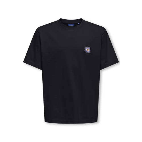 ONLY & SONS JUNIOR T-shirt met backprint zwart Jongens Katoen Ronde hals - maat 146/152 afbeelding