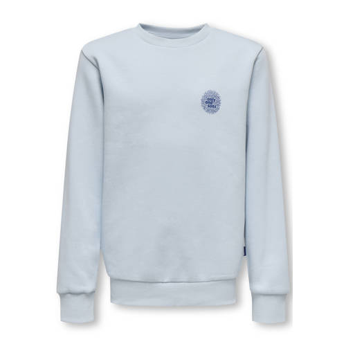 ONLY & SONS JUNIOR sweater met backprint lichtblauw Jongens Katoen Ronde hals - maat 122/128 afbeelding