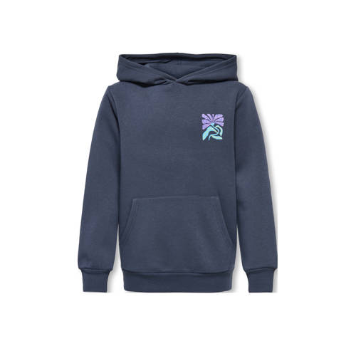 ONLY & SONS JUNIOR hoodie donkerblauw Sweater Jongens Katoen Capuchon Backprint - maat 170/176 afbeelding