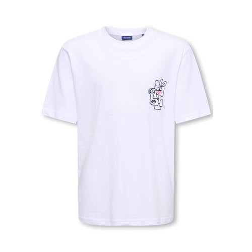 ONLY & SONS JUNIOR T-shirt met backprint wit Jongens Katoen Ronde hals - maat 122/128 afbeelding