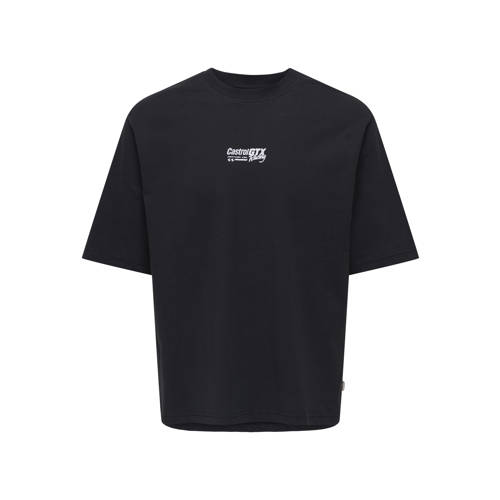 ONLY & SONS JUNIOR T-shirt met backprint zwart Jongens Katoen Ronde hals - maat 158/164 afbeelding