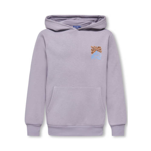ONLY & SONS JUNIOR hoodie met backprint paars Sweater Jongens Katoen Capuchon - maat 134/140 afbeelding