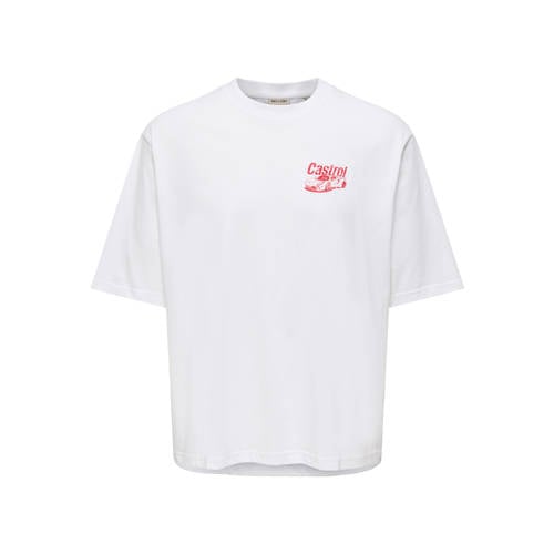 ONLY & SONS JUNIOR T-shirt met backprint wit Jongens Katoen Ronde hals - maat 158/164 afbeelding