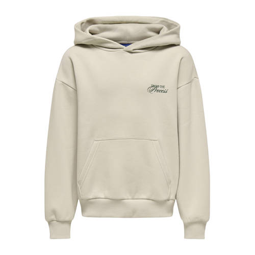 ONLY & SONS JUNIOR hoodie met backprint ecru Sweater Zilver Backprint - maat 122/128 afbeelding