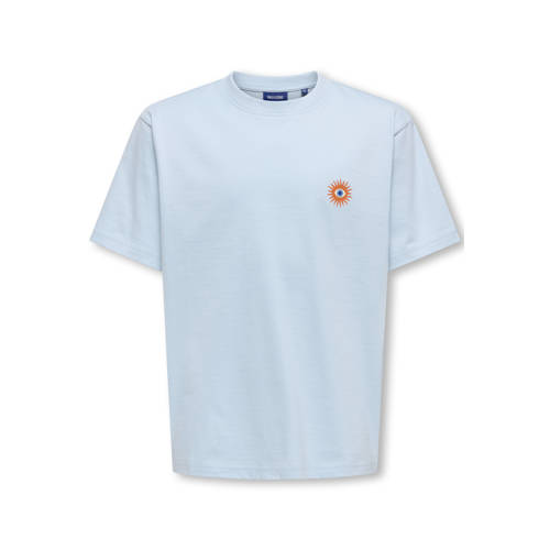 ONLY & SONS JUNIOR T-shirt met backprint lichtblauw Jongens Katoen Ronde hals - maat 146/152 afbeelding