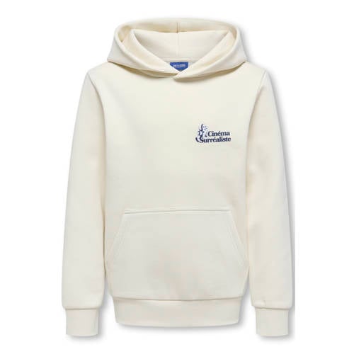 ONLY & SONS JUNIOR hoodie met backprint wit Sweater Jongens Katoen Capuchon - maat 134/140 afbeelding