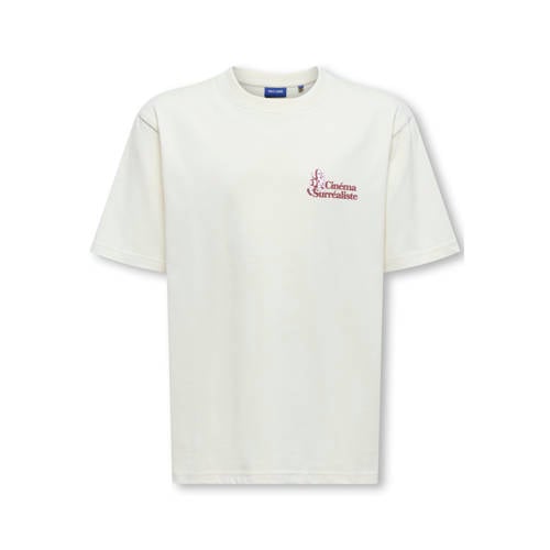 ONLY & SONS JUNIOR T-shirt met backprint ecru Jongens Katoen Ronde hals - maat 146/152 afbeelding