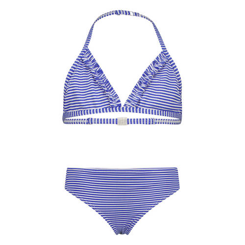Vingino halterbikini Zacky blauw/wit Meisjes Polyamide Streep - maat 140 afbeelding