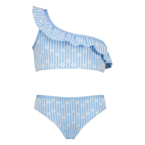 Vingino one shoulder bikini Zalotte blauw/wit Meisjes Polyamide Bloemen - maat 116 afbeelding