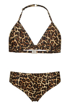 halterbikini Zimone met panterprint bruin/zwart