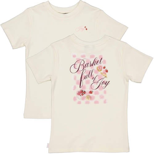 QPI T-shirt met backprint ecru Meisjes Katoen Ronde hals Backprint - maat 134/140 afbeelding