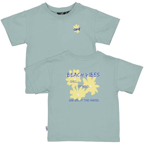 QPI Mini T-shirt met backprint groen Jongens Katoen Ronde hals Backprint - maat 98 afbeelding