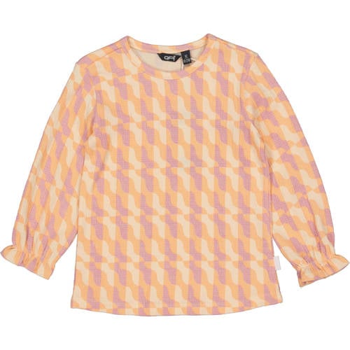 QPI Mini longsleeve oranje Meisjes Katoen Ronde hals All over print - maat 98 afbeelding