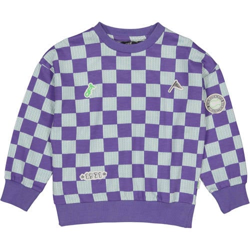 QPI sweater paars Jongens Katoen Ronde hals All over print - maat 98 afbeelding