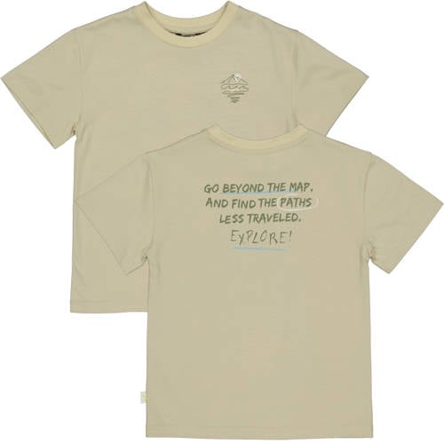 QPI T-shirt met backprint beige Jongens Katoen Ronde hals Backprint - maat 110/116 afbeelding